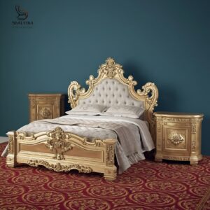 Wooden Luxury Royal Bed for Bedroom by Shalvika Living