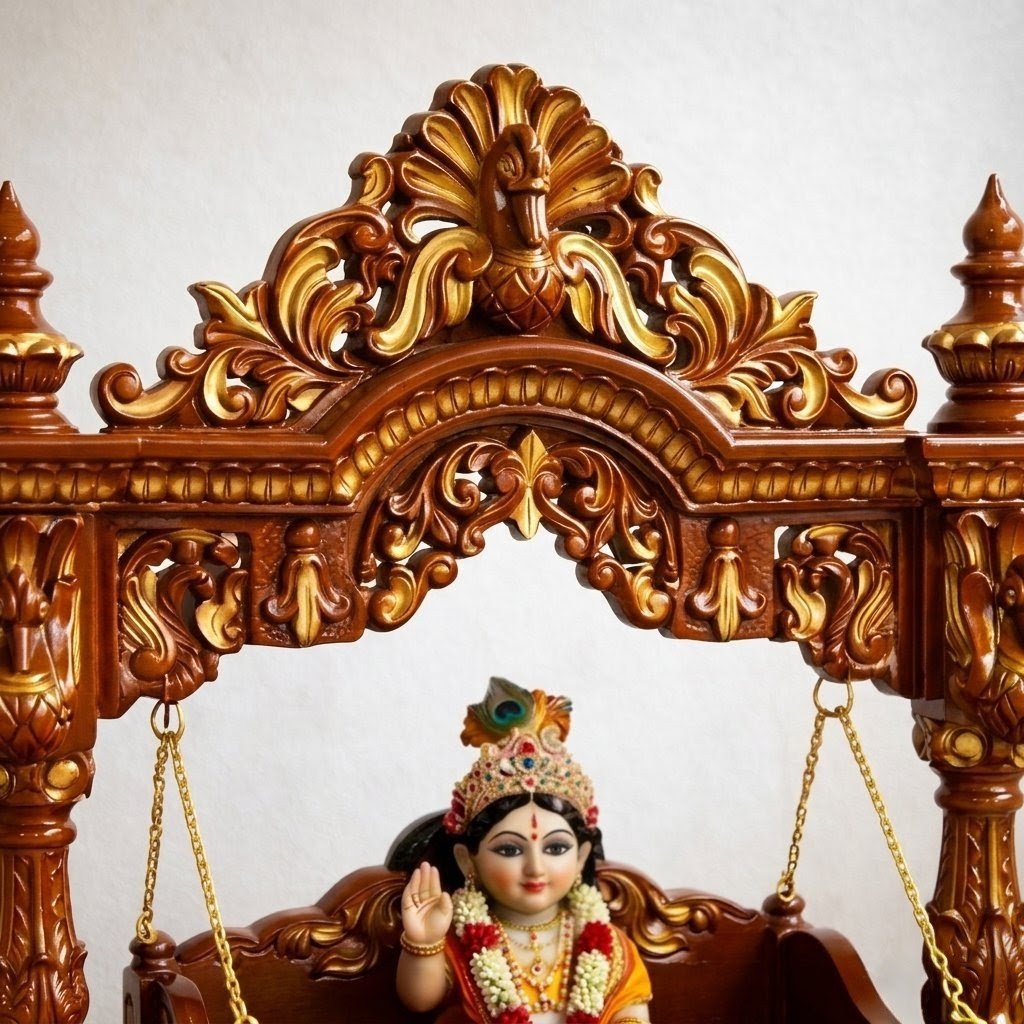 Laddu Gopal Jhula in Peacock Design by Shalvika Living