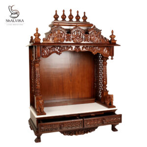 Mahalaxmi Ji Wood Home Mandir with Drawers