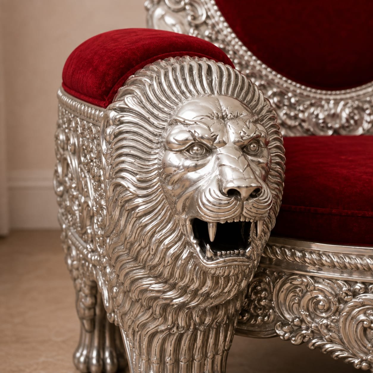 Singhasan Chair for Guruji in Lion Face Design