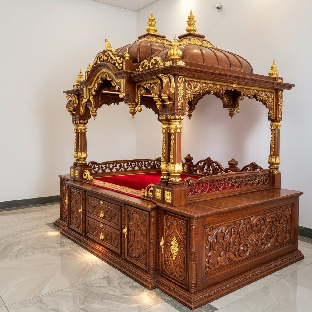 Large Size Design of Wooden Mandir for Home - Image 3