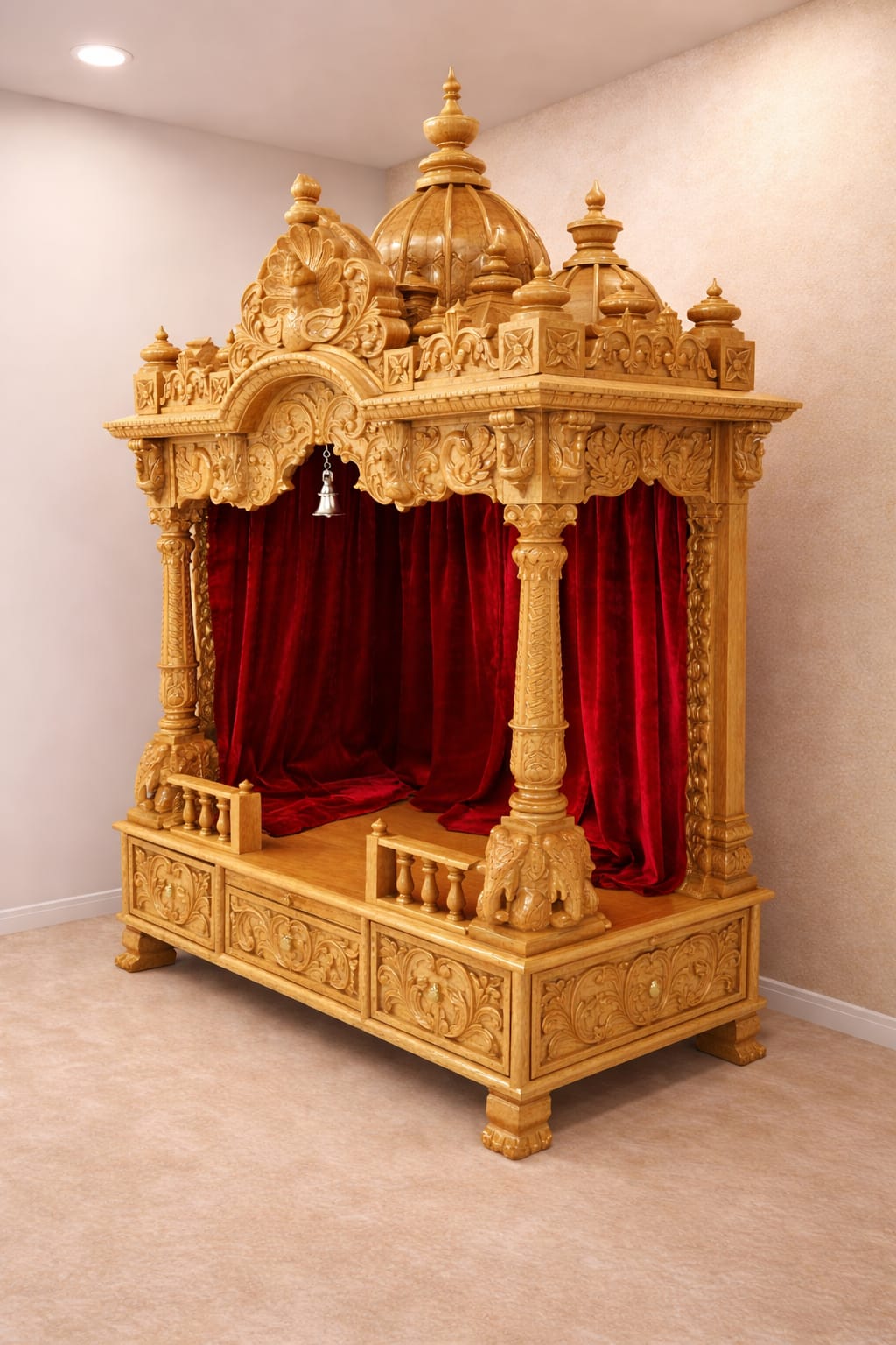 Mandir for home design in teak wood