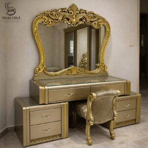 Royal Wood Dressing Table Design with Mirror by shalvika living innovations