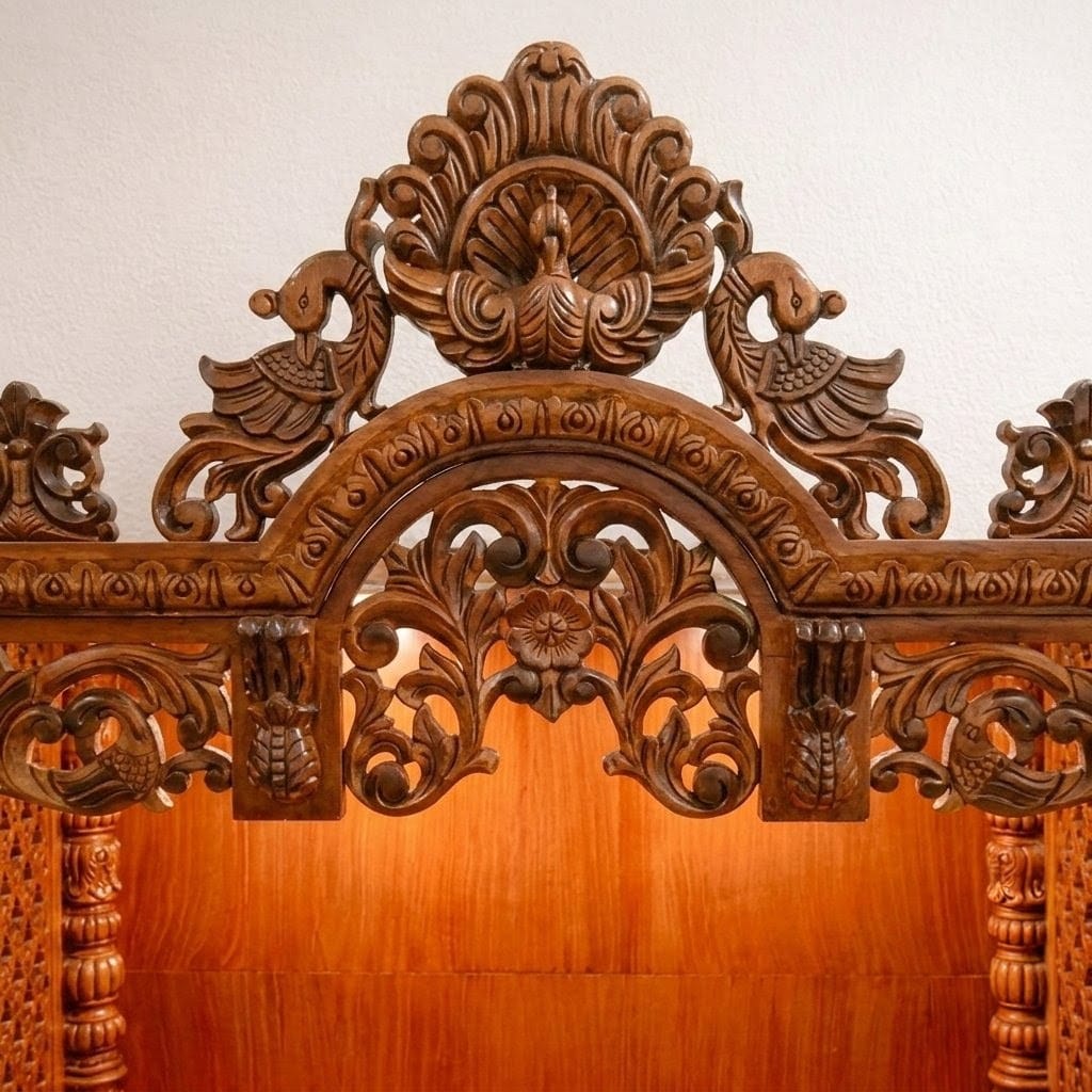 Temple for home design with Peacock carving