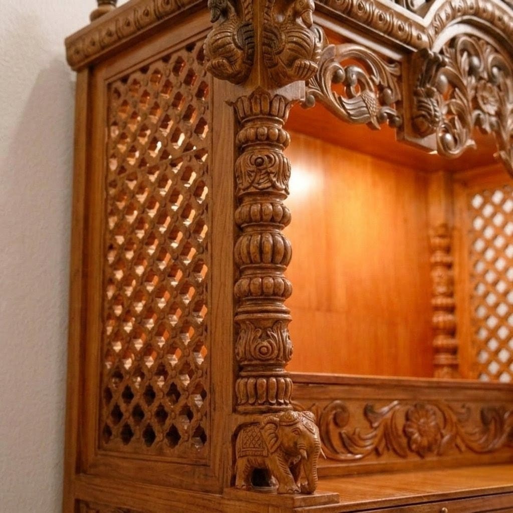 Intricately carved temple for home design