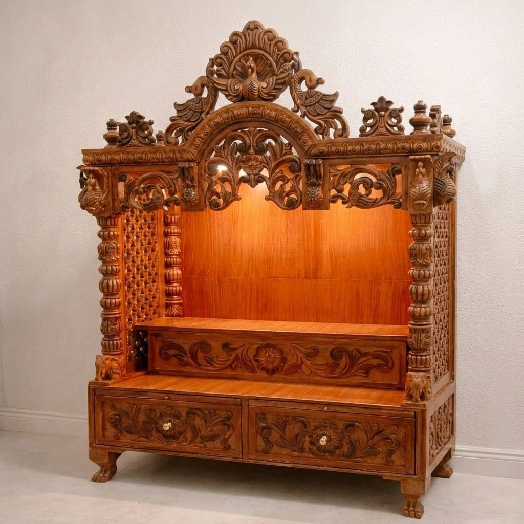 Temple for home design with heavy carved