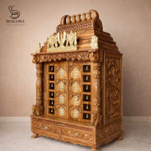 Wooden Ashta Lakshmi Temple in Home Design