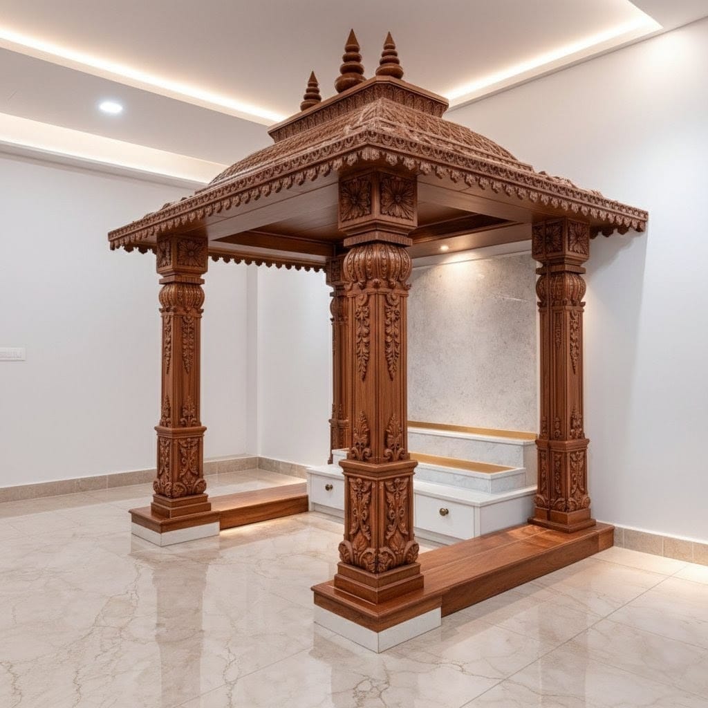 Wooden Mandir Design for Home Big Size