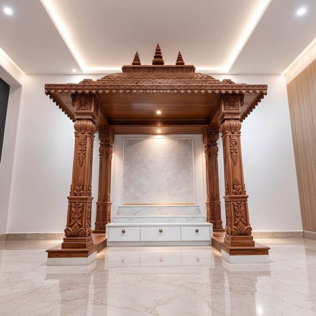 Wooden Mandir Design for Home Big Size