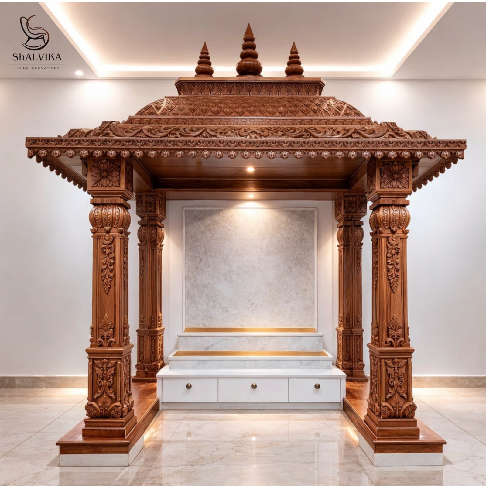 Wooden Mandir Design for Home Big Size
