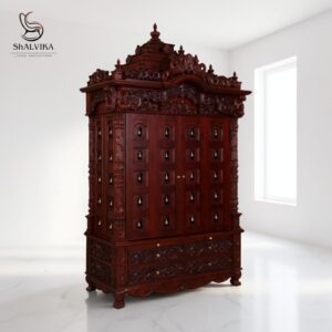 Teak Wood Mandir Home with Bells Door