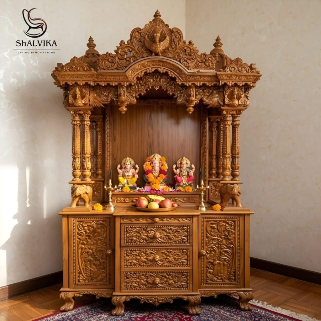Wood Heavy Carved Temple For Home Big Size
