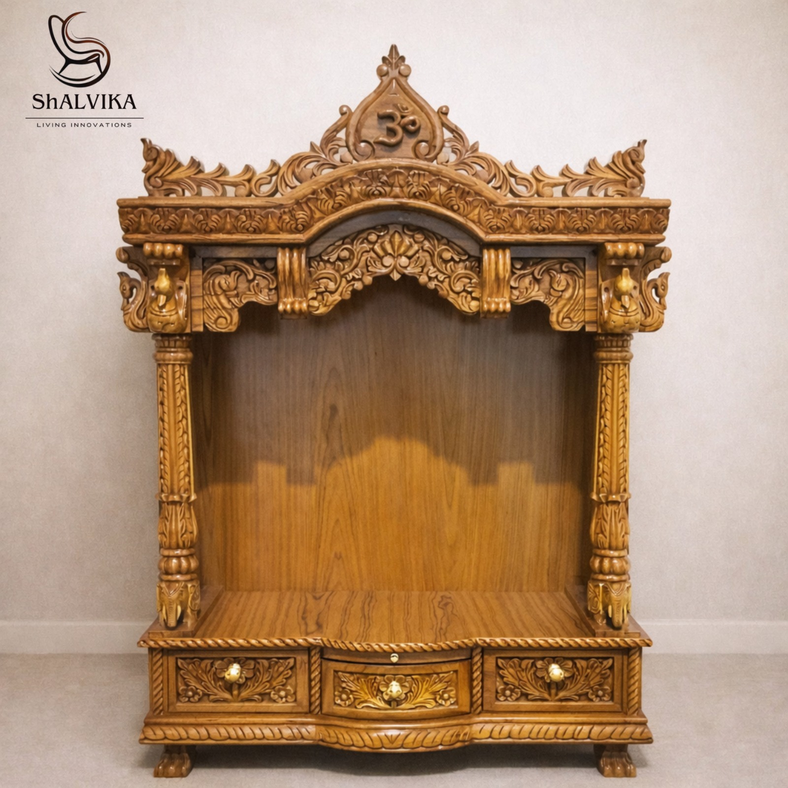 Carved Om Mandir Design for Home and Office