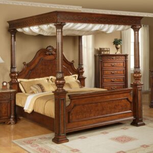 Classic 4 Poster Bed Design in Teak Wood by Shalvika Living