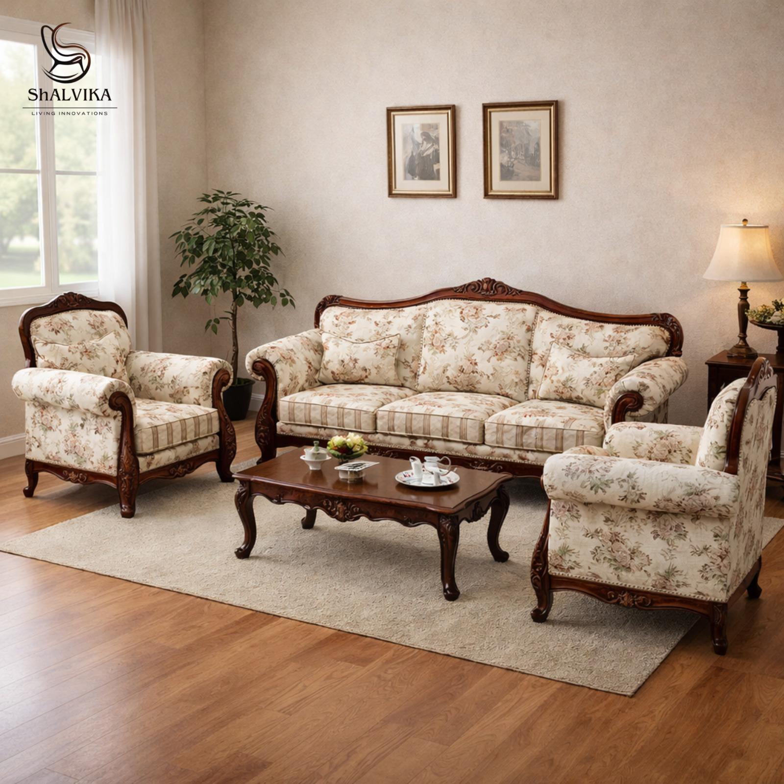 Classic Design of Wood Sofa Set by Shalvika living Innovations