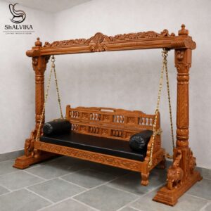 Elephant Design Wooden Jhula for Living Room