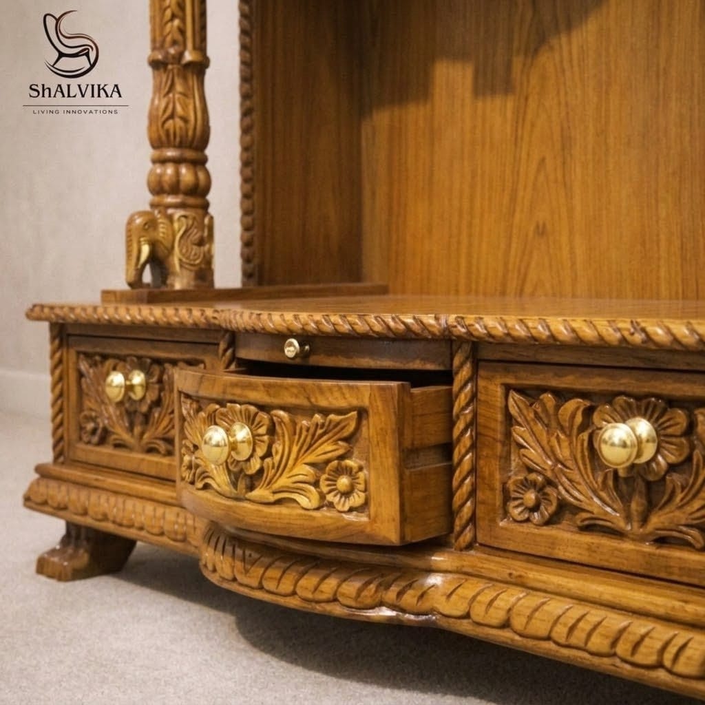 Om Mandir Design for Home and Office with Storage