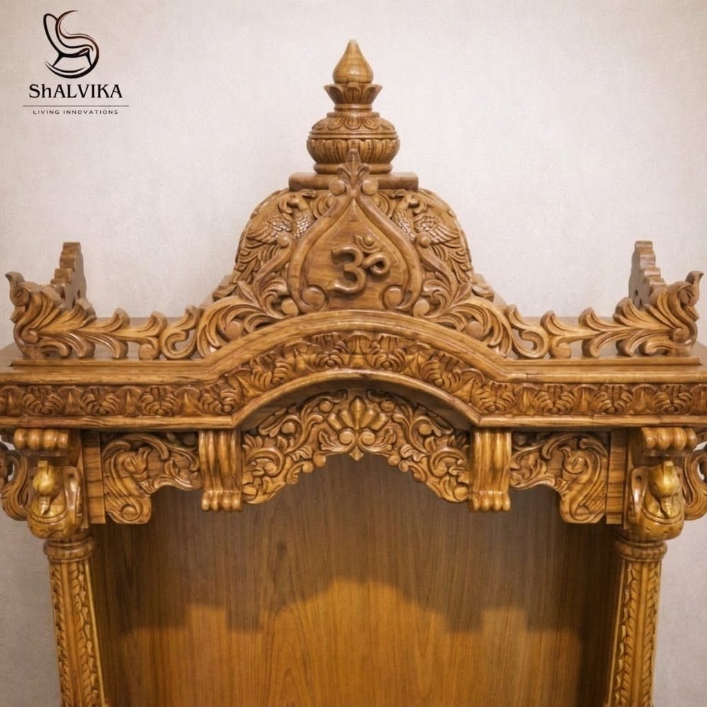 Teak Wood Om Mandir Design for Home and Office