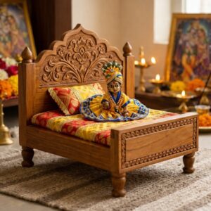 Beautiful Wooden Laddu Gopal Bed for Mandir