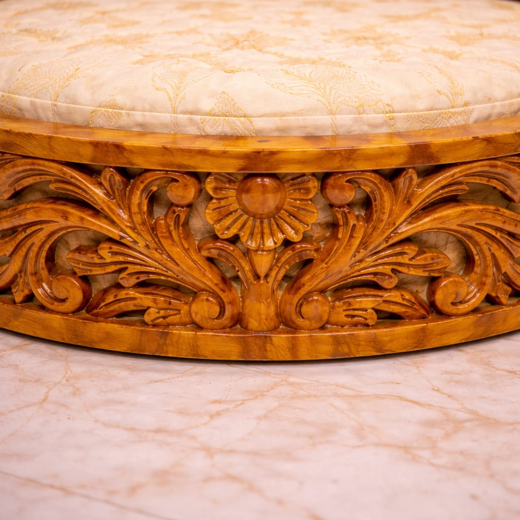 Carved Laddu Gopal Ji Bed in Round