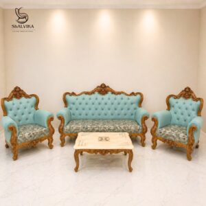 Hand Carved Sofa Set 3+1+1 in Teak Wood