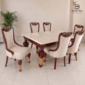 Modern Victorian Style 6 Seater Dining Set in Teak Wood