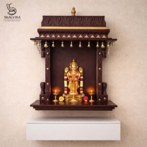Teak Wooden Wall Hanging Mandir for Home