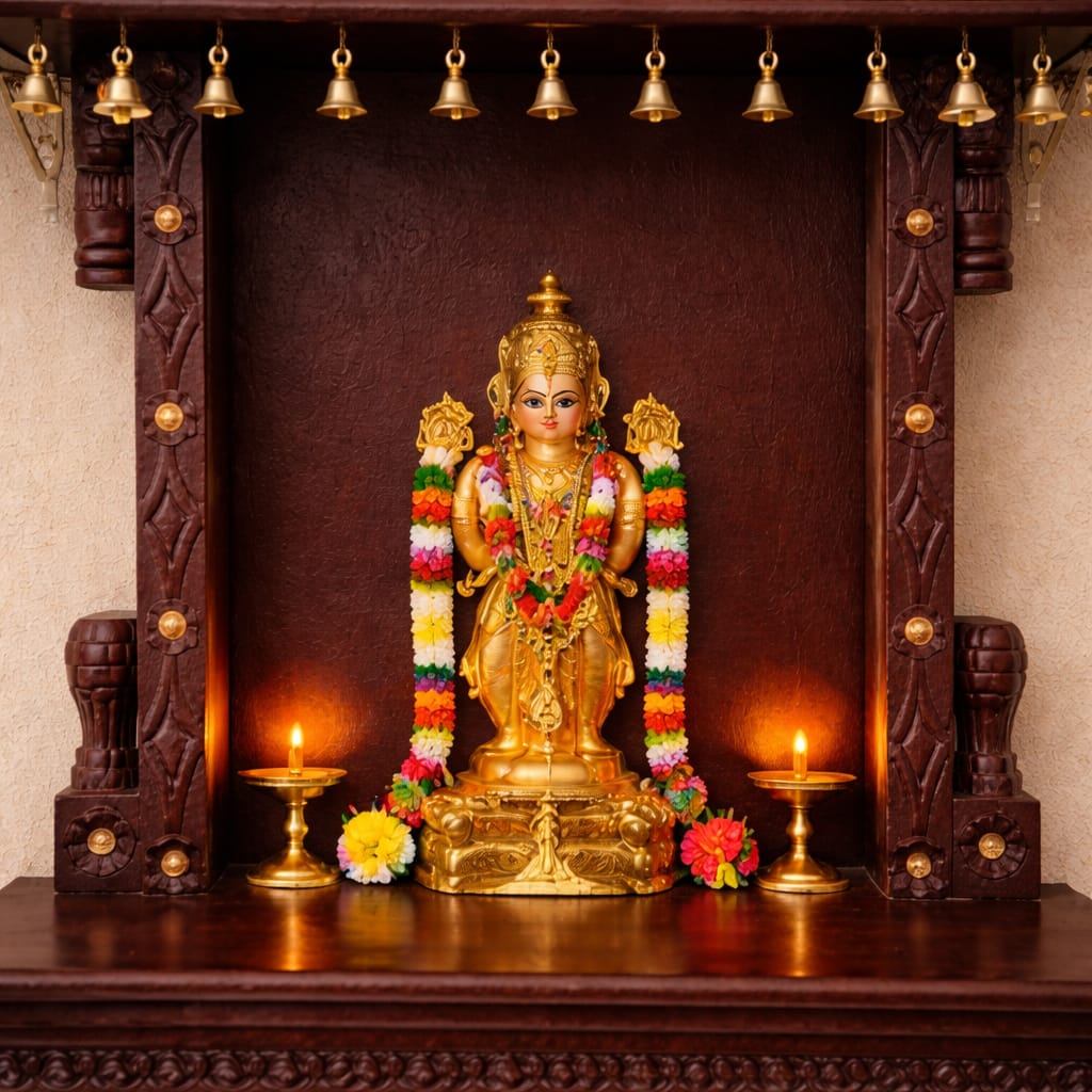 Teak Wooden Wall Hanging Mandir for Home in Teak
