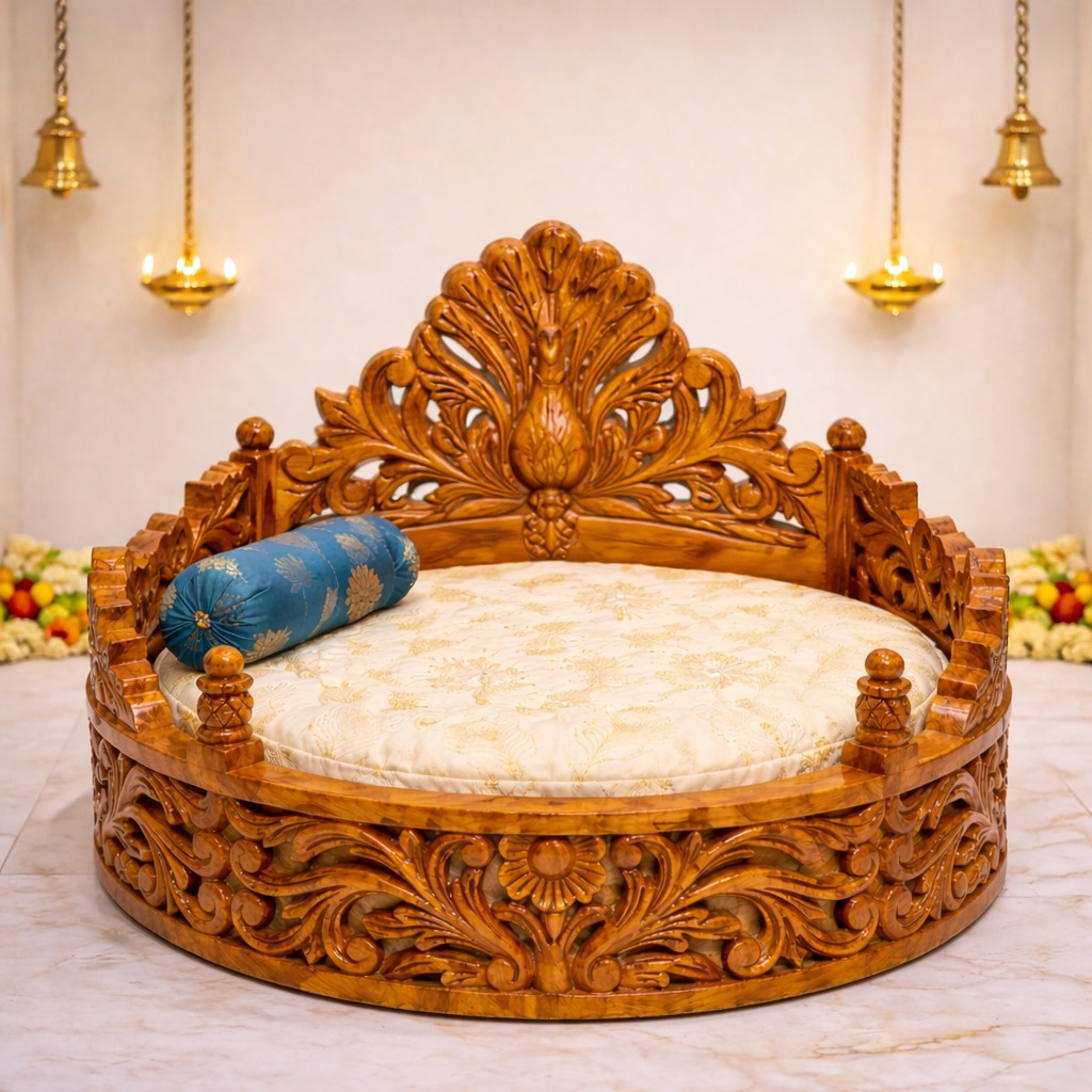 Traditional Laddu Gopal Ji Bed Classic Round Style
