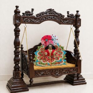 Traditional Laddu Gopal Ji Jhula in Solid Teak Wood