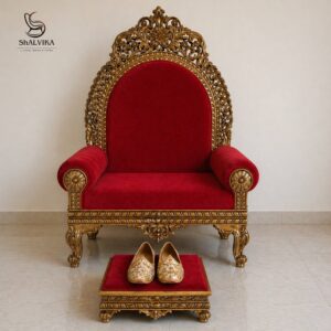 Traditional Luxury Guruji Chair with Paduka Chowki