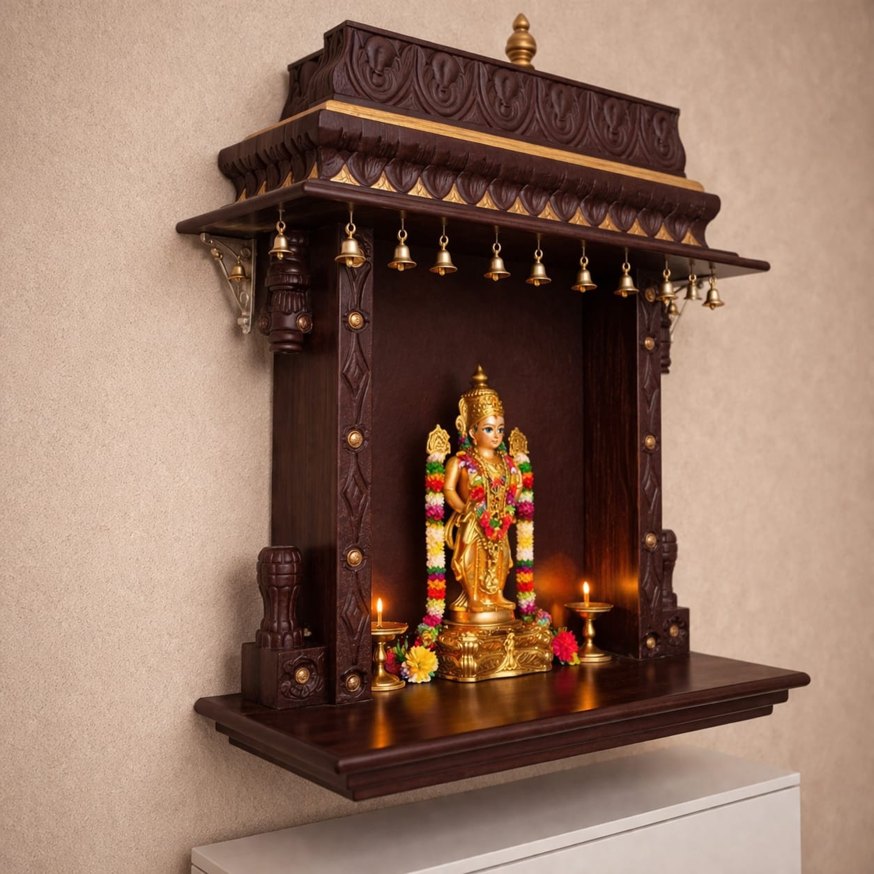 Wall Hanging Mandir in teak wood