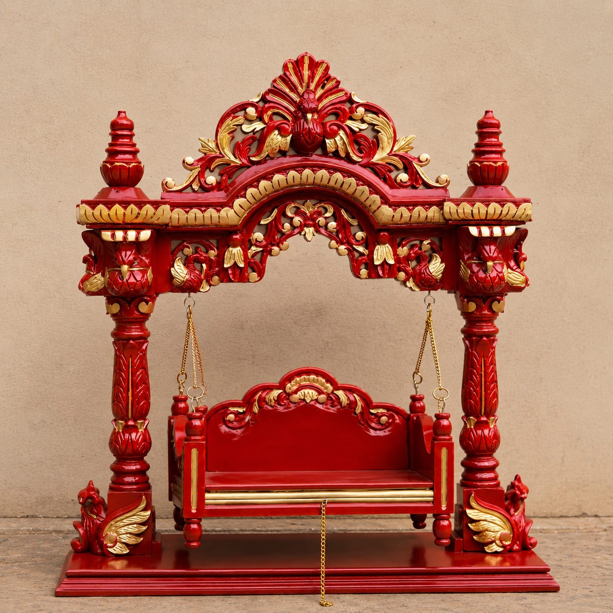 Exclusive Red Golden Krishna Jhula Design for Laddu Gopal