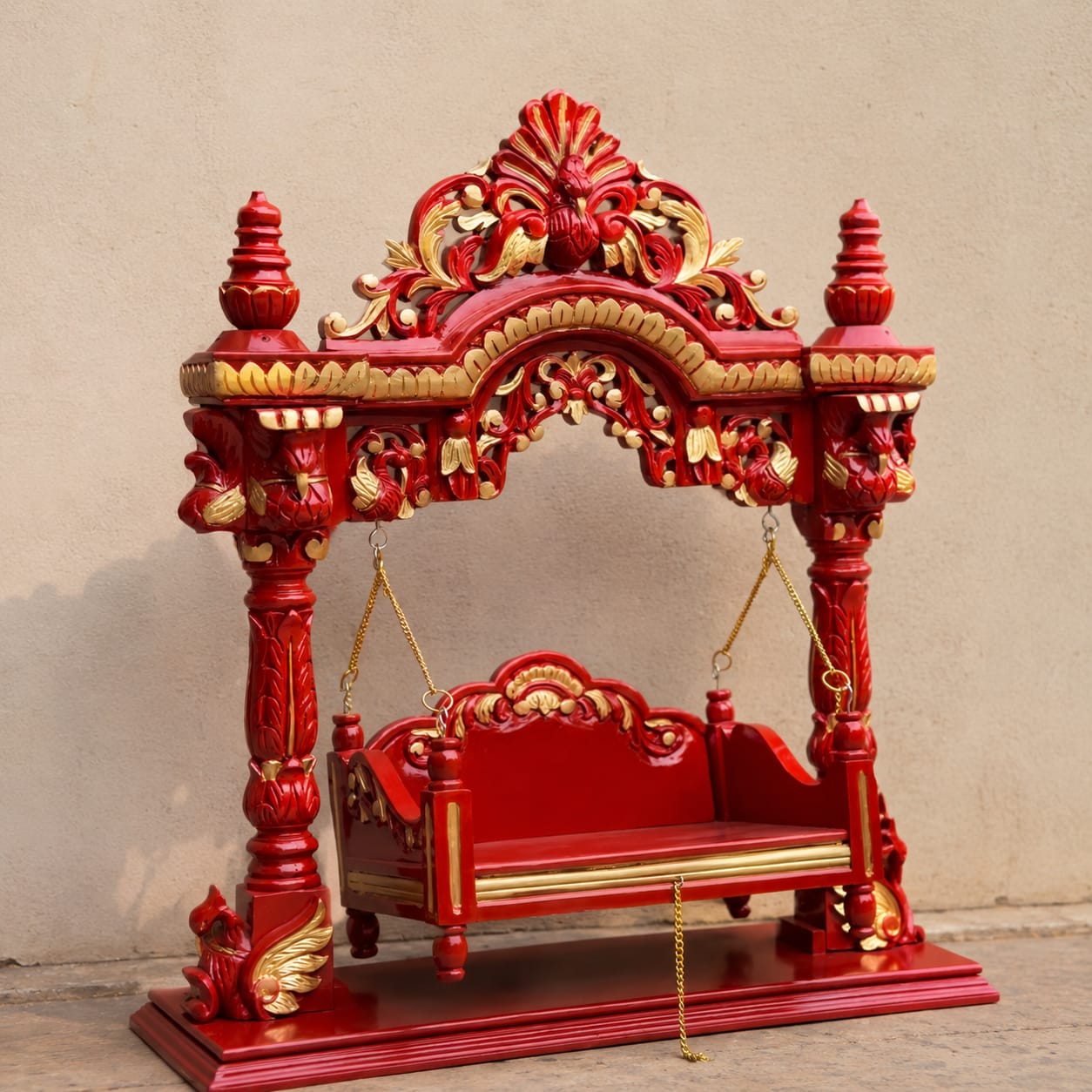Exclusive Red Golden Krishna Jhula Design for Laddu Gopal