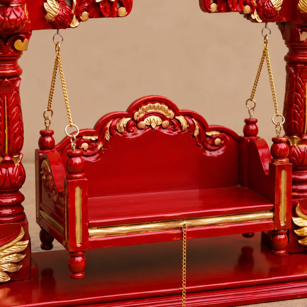 Exclusive Red Golden Krishna Jhula Design for Laddu Gopal