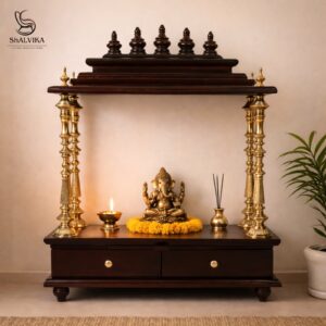 Ganesh Ji Hindu Mandir Design for Home with pillars