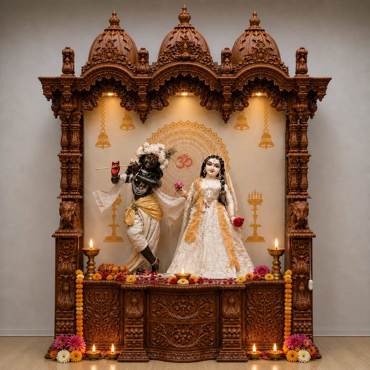 Grand Radha Krishna Mandir in Vrindavan Style for Home