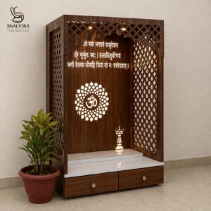 Modern Home Temple in Wood with LED Light