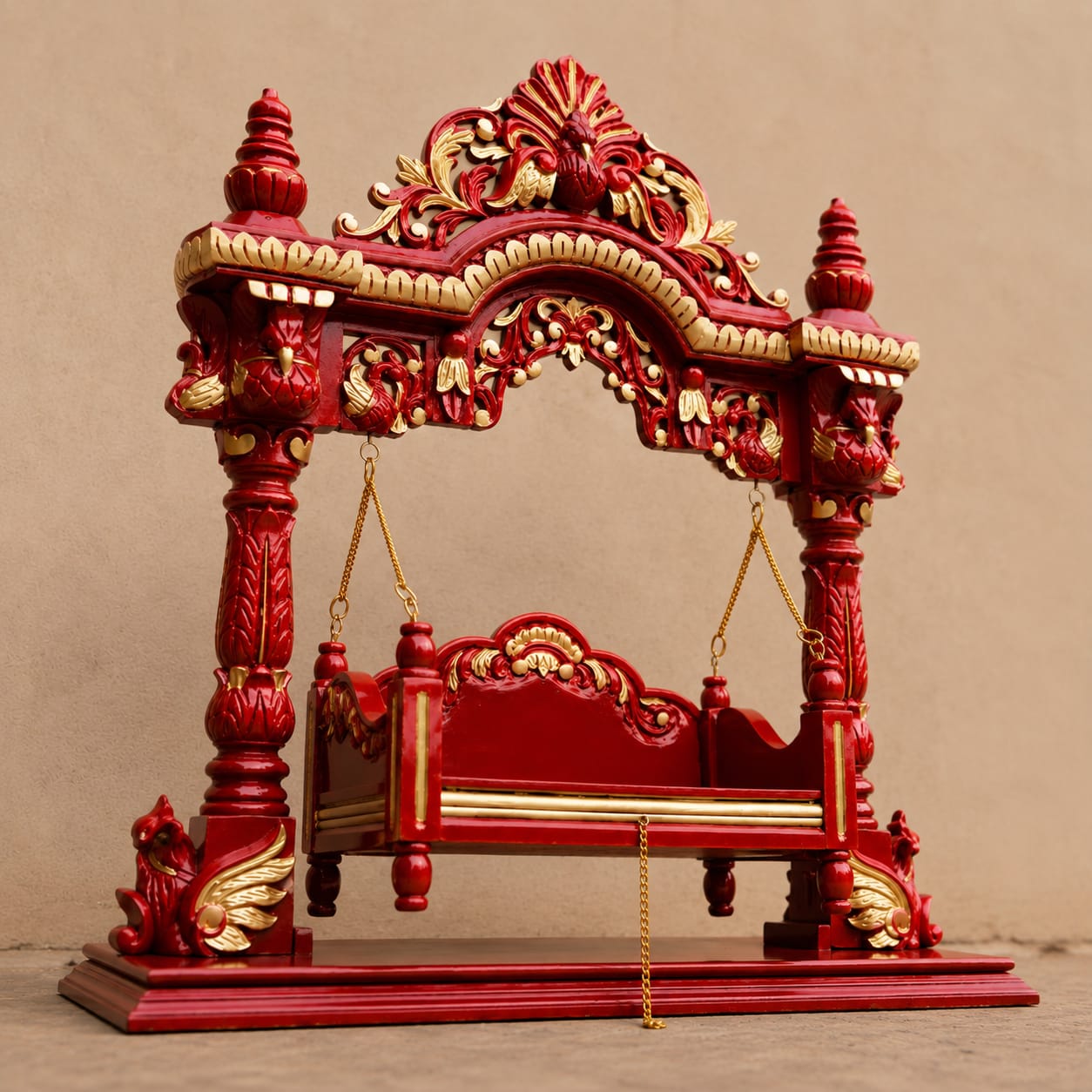 Exclusive Red Golden Krishna Jhula Design for Laddu Gopal
