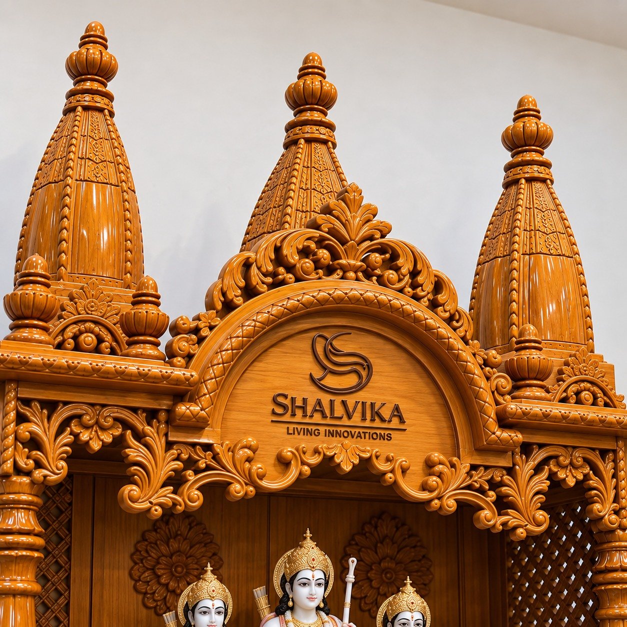 8 Feet Sagwan Devara Design with Triple Dome Design
