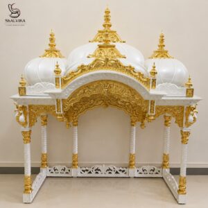 White Wooden Mandir for Home in Luxury Design