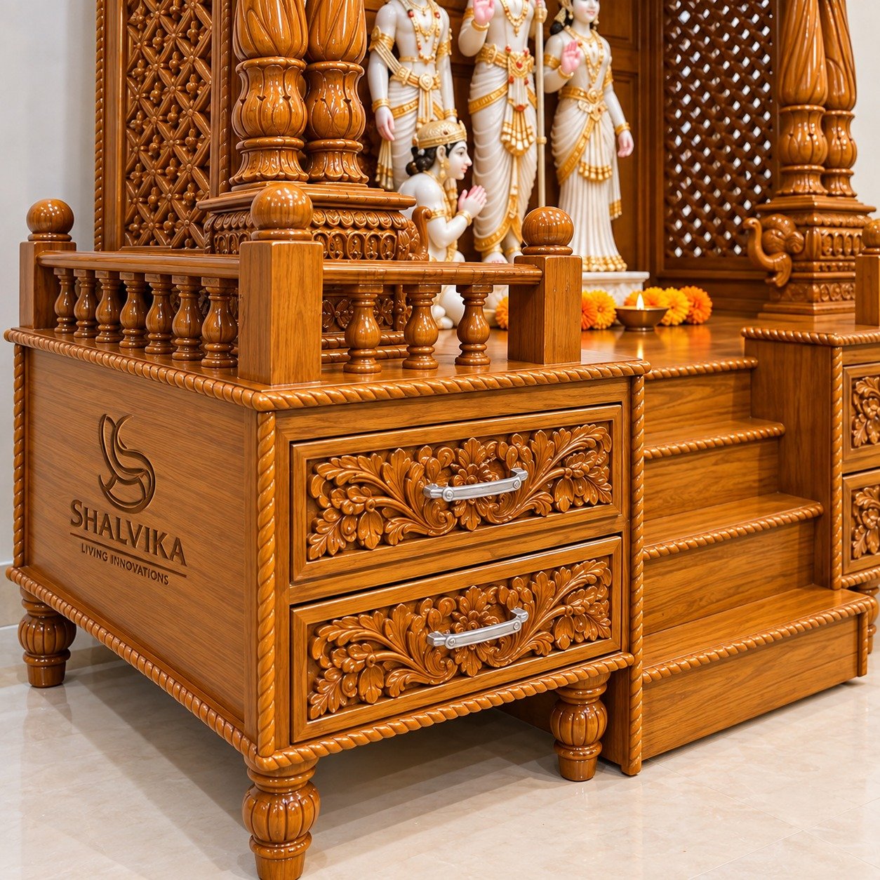 Custom Made Sagwan Devara Design in 8 Feet