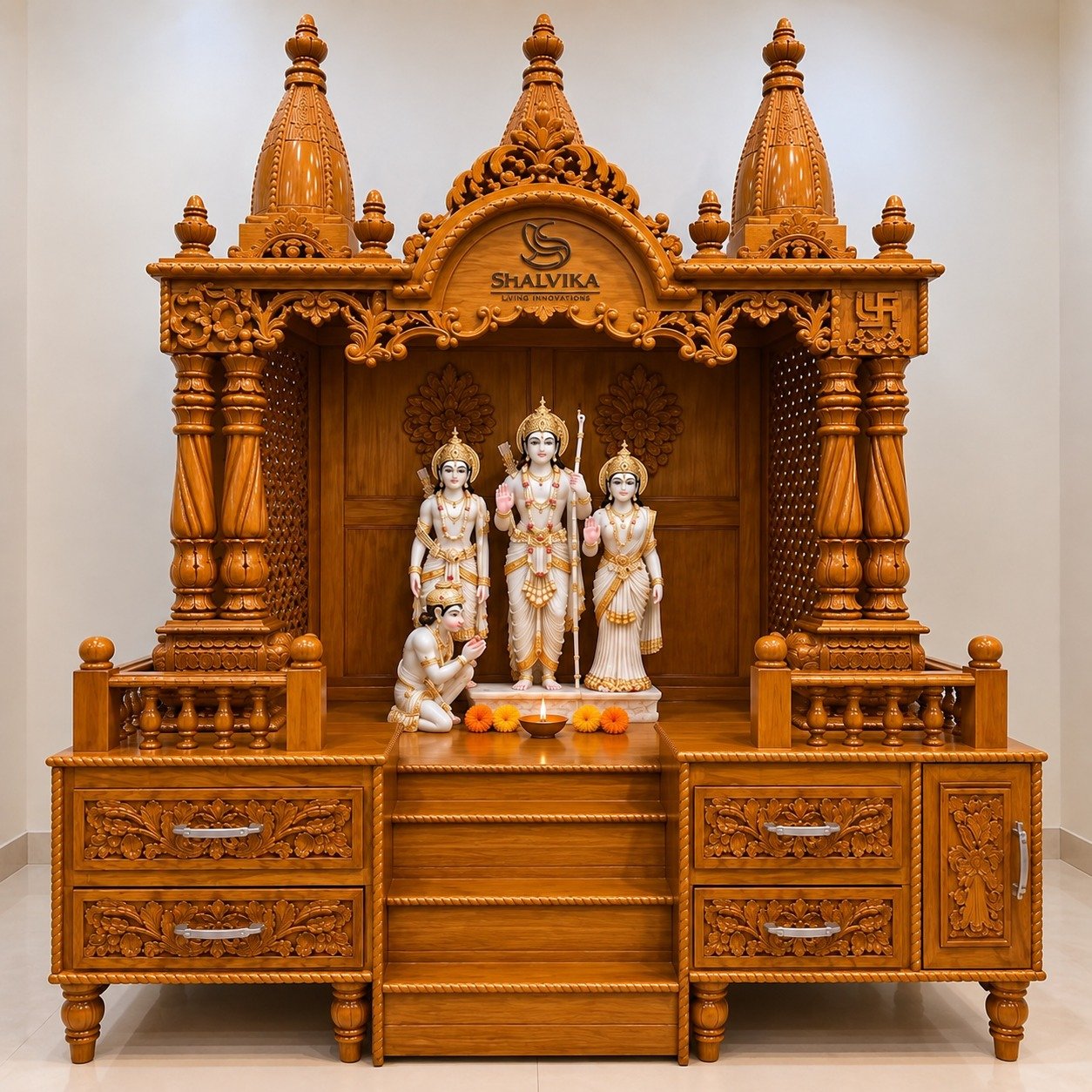 Teak Wood Sagwan Devara Design in 8 Feet with Storage
