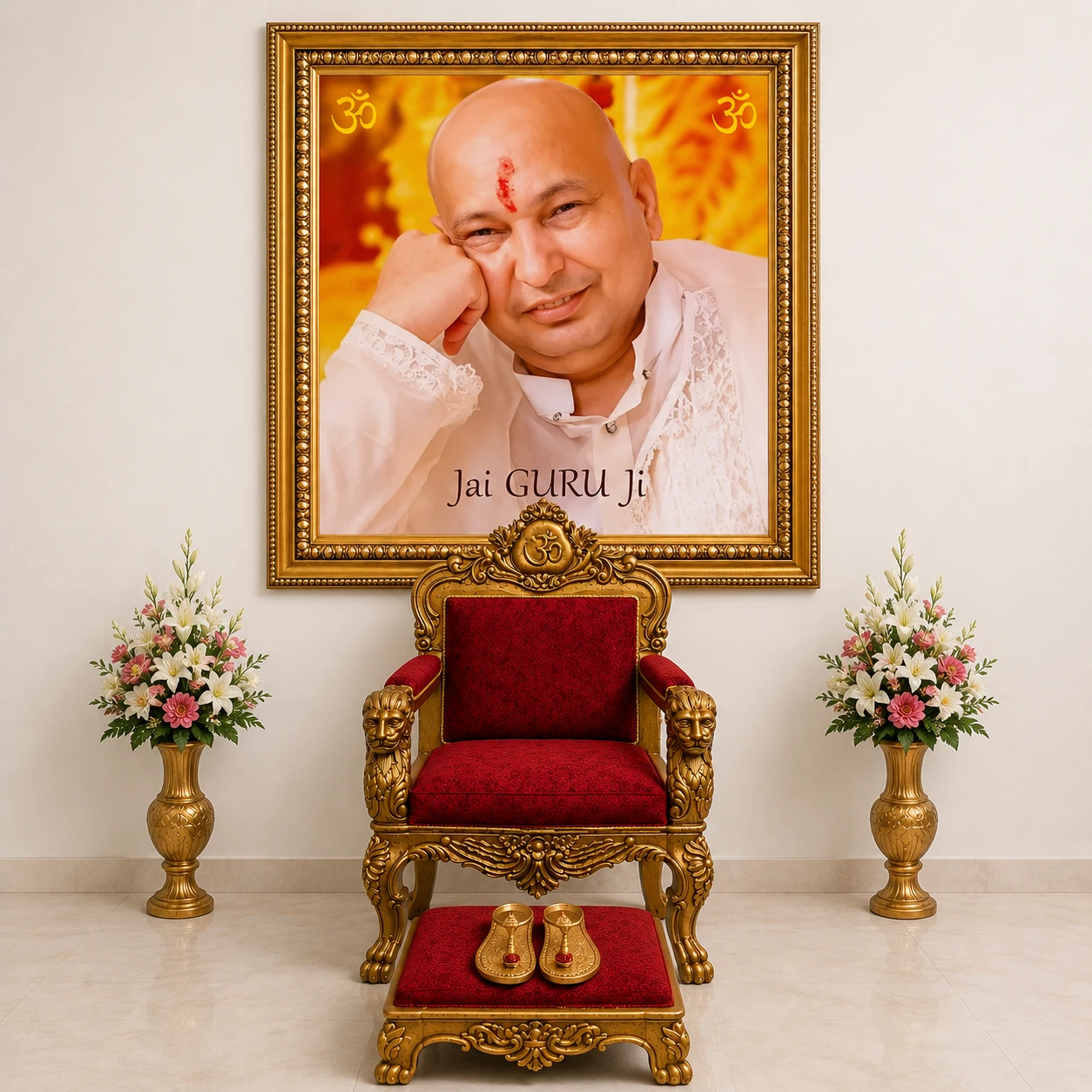 Customized Wooden Guru Ji Chair in Small Size