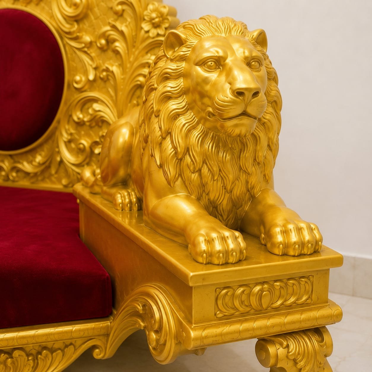 Handcrafted Guru Ji Chair (Gaddi) Design with Lion Handles