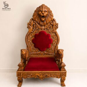 Handcrafted Wooden Guru ji Gaddi with Lion Head