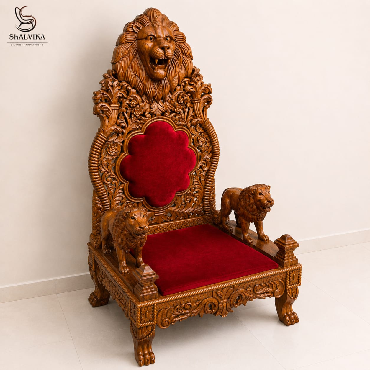 Luxury Guru Ji Gaddi handcrafted in solid wood with premium velvet upholstery
