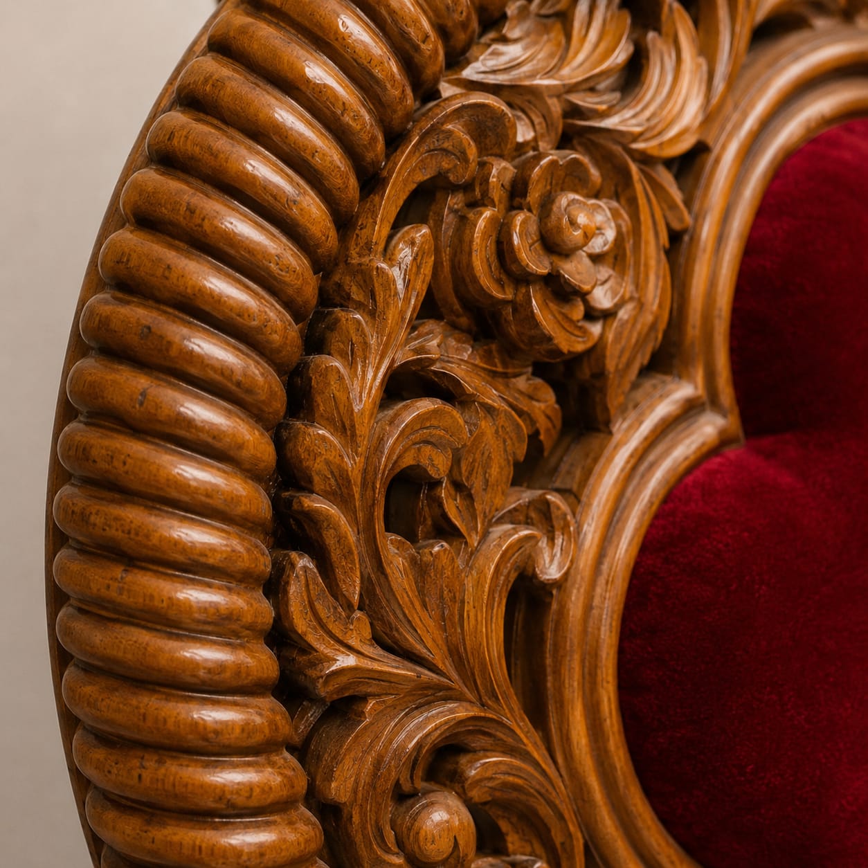 Detailed lion paw carving on handcrafted wooden Guru Ji Gaddi