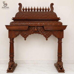 Wooden Home Pooja Mandir in South Indian Gopuram Style