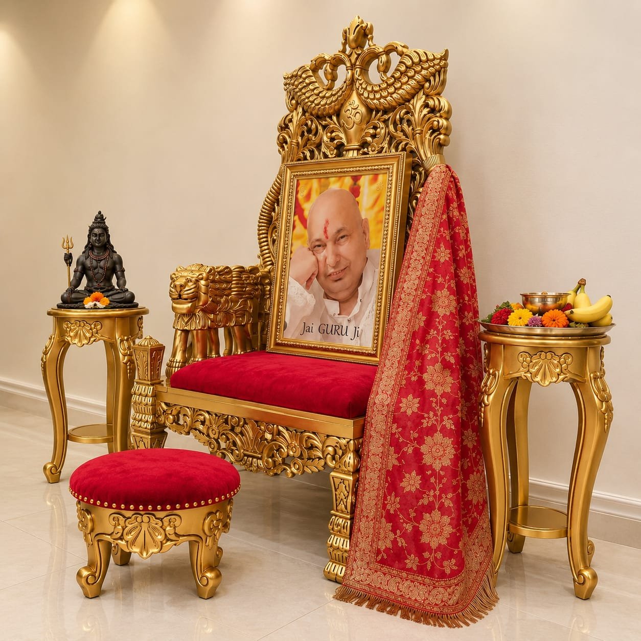 Custom Made Guru Ji Chair with Paduka Chowki